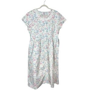 Lanz of Salzburg Dress Women 1X Multicolor Floral Button Up Cotton Floral Belted